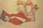 Egon Schiele, Wally in Red Blouse with Raised Knees (mk12)